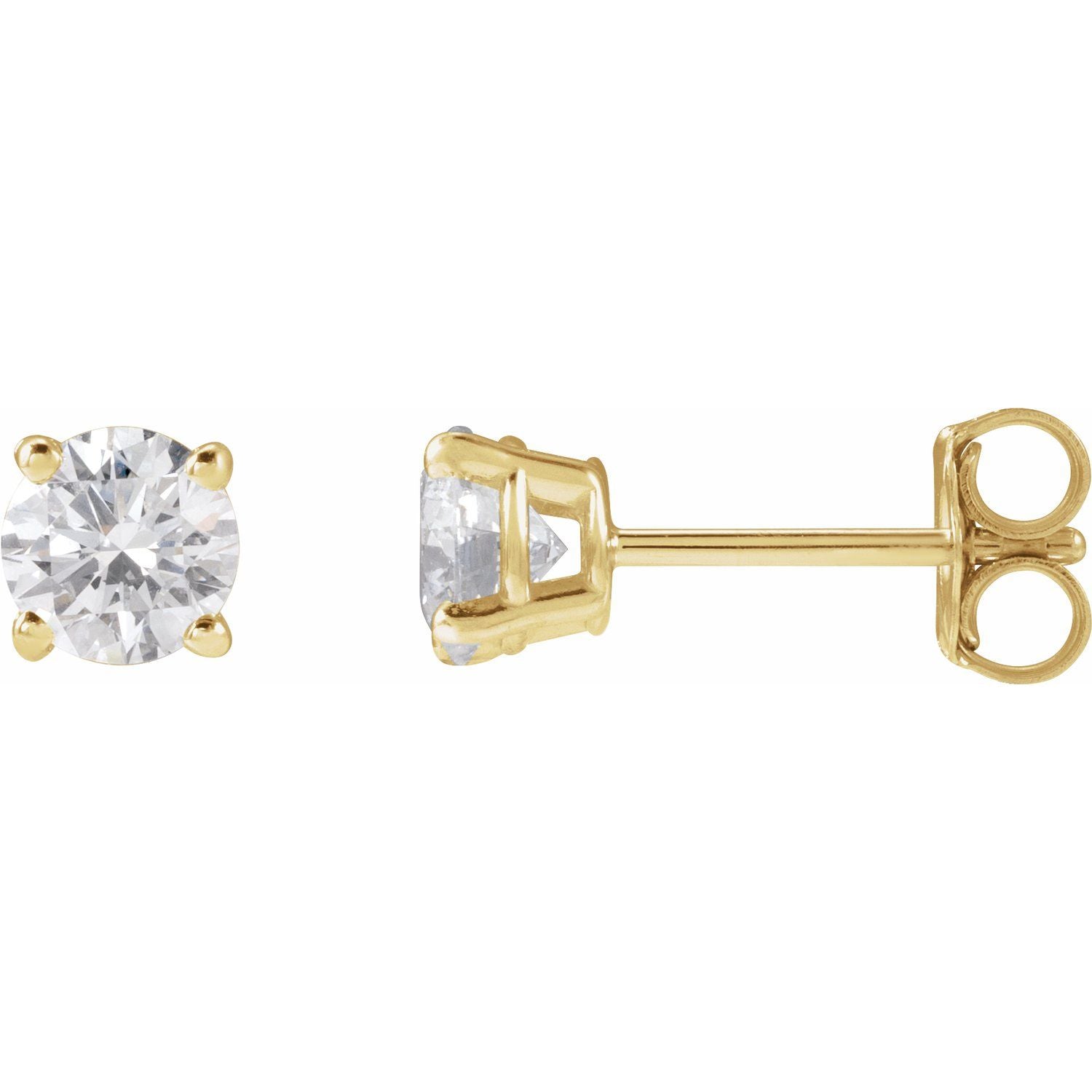 5/8 ct Round Lab-Grown Diamond Stud Earrings - 14K Yellow Gold