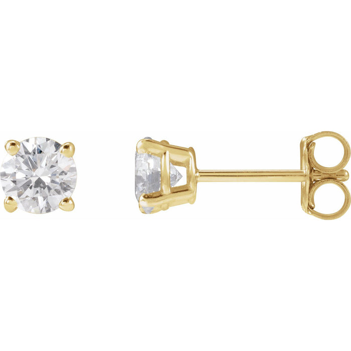 5/8 ct Round Lab-Grown Diamond Stud Earrings - 14K Yellow Gold