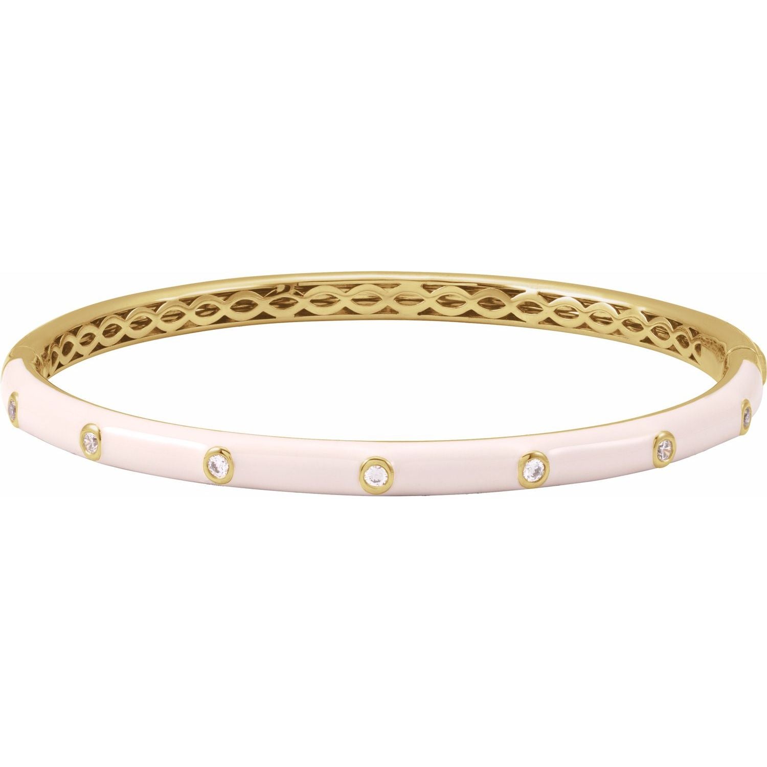14K Yellow Gold enamel diamond bangle bracelet