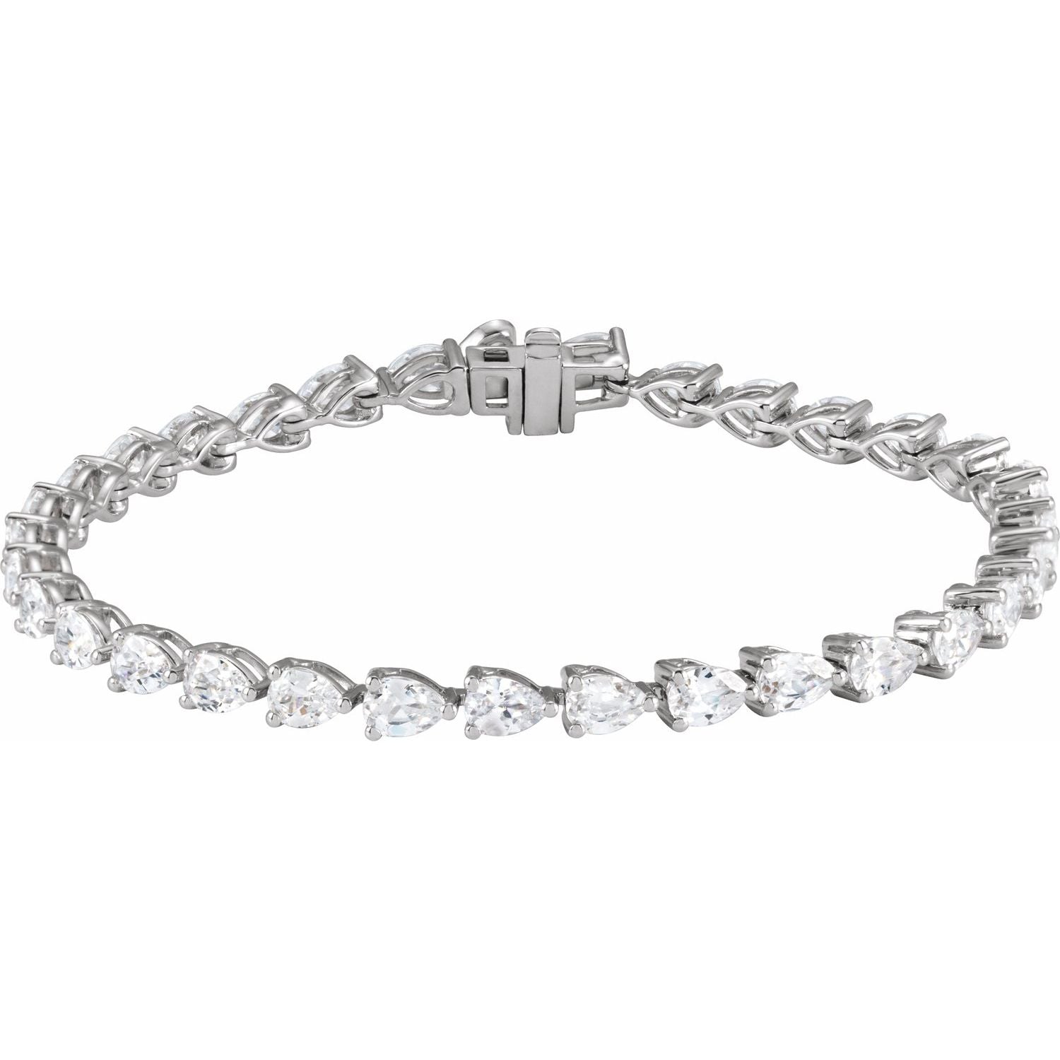 14K White Gold round lab-grown diamond tennis bracelet