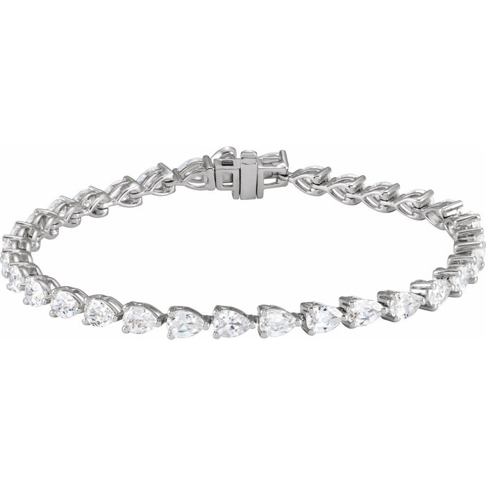 14K White Gold round lab-grown diamond tennis bracelet