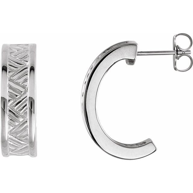 bold polished j-hoop gold earrings in 14k white gold