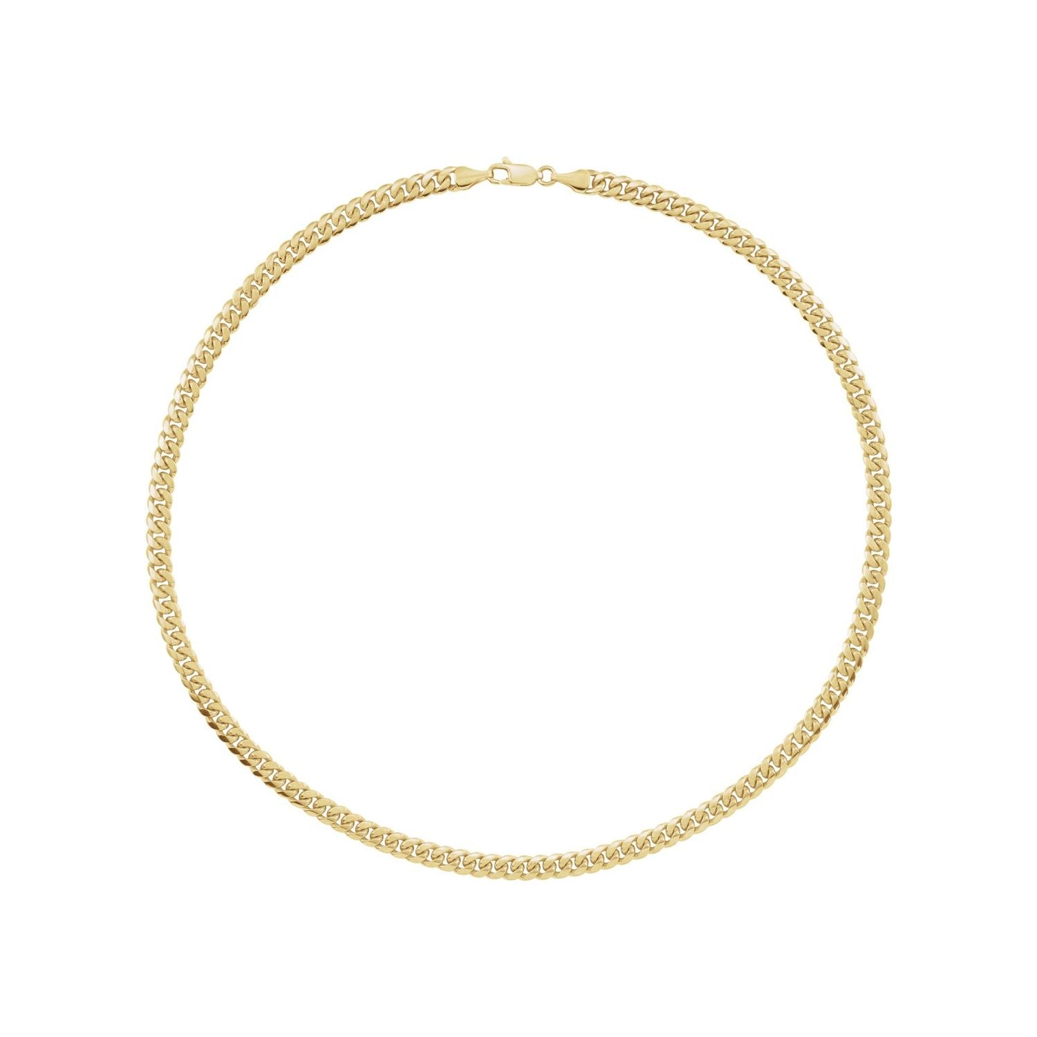14K Yellow Gold 5 mm Miami Cuban curb chain necklace, full length shown
