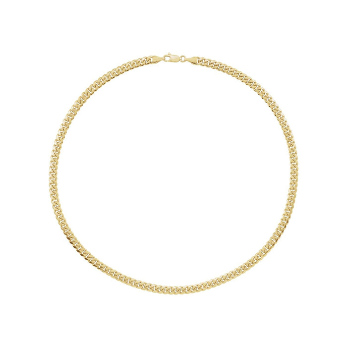14K Yellow Gold 5 mm Miami Cuban curb chain necklace, full length shown