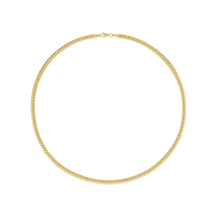 14K Yellow Gold 4.35 mm Miami Cuban curb chain necklace, full length shown