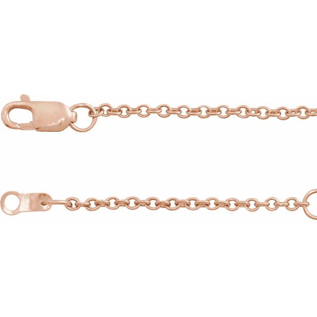 1.5mm adjustable cable chain necklace in 14k rose gold, 16-18" adjustable