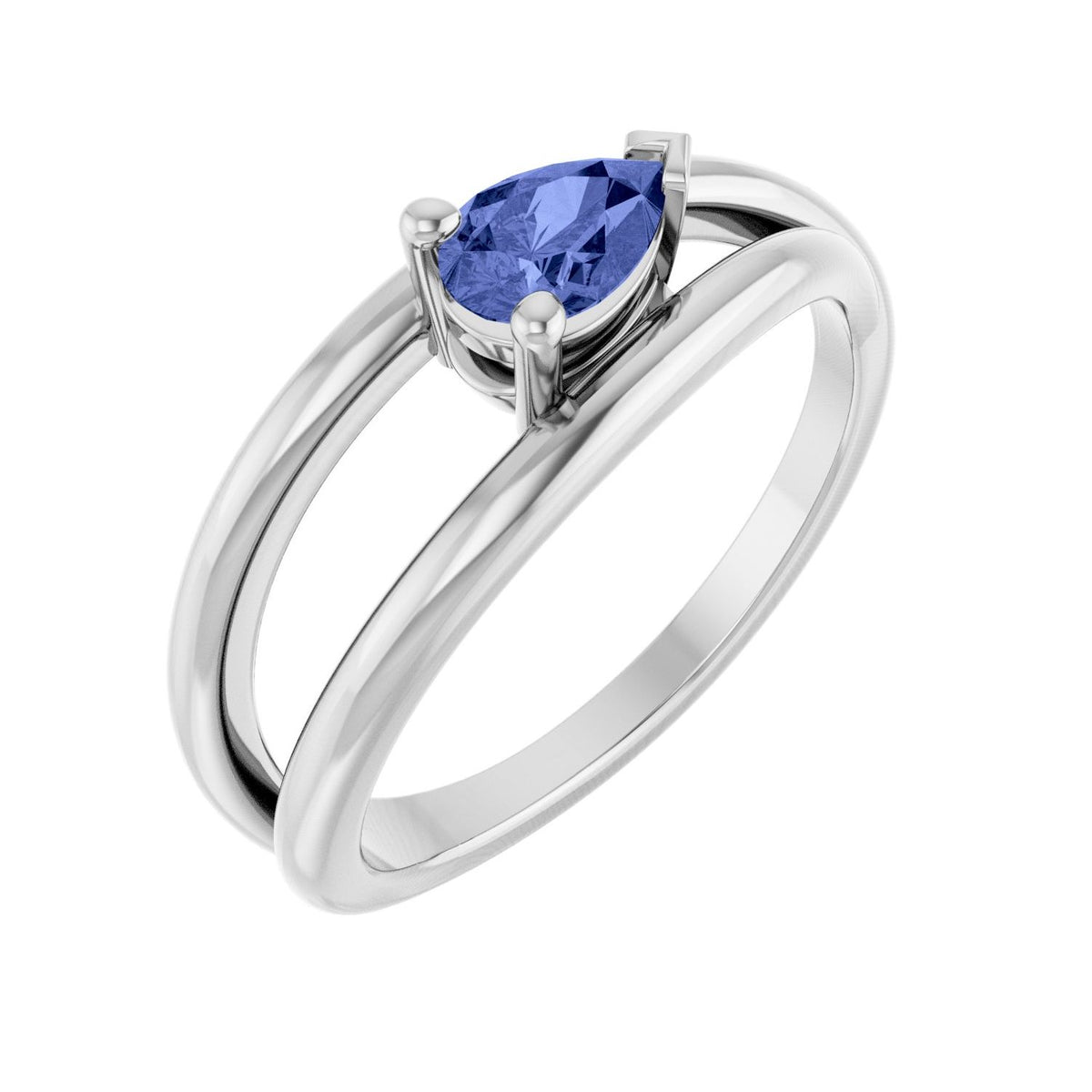 Natural Tanzanite Pear Negative-Space Ring in 14K White Gold - natural tanzanite