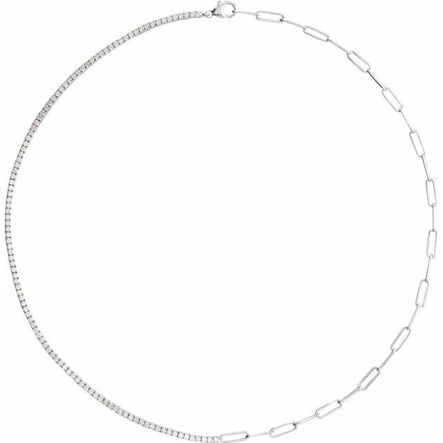 3 1/4 ct lab-grown diamond tennis necklace in 14k white gold