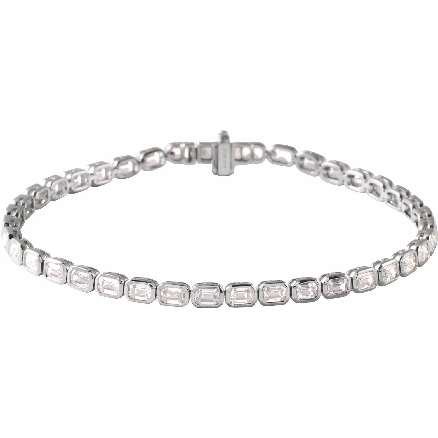 14K White Gold round lab-grown diamond tennis bracelet