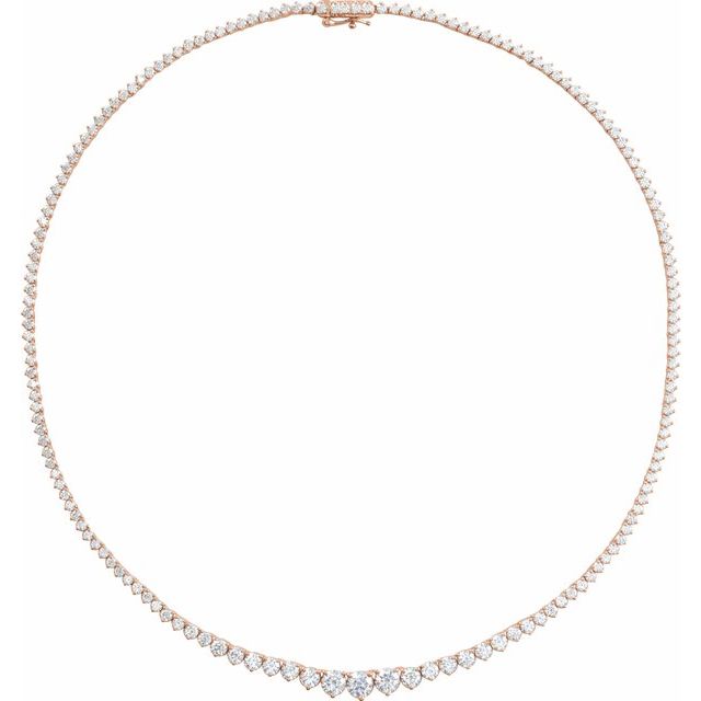 9 1/2 ct lab-grown diamond tennis necklace in 14k rose gold