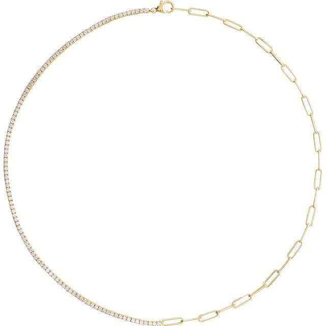 3 1/4 ct lab-grown diamond tennis necklace in 14k yellow gold