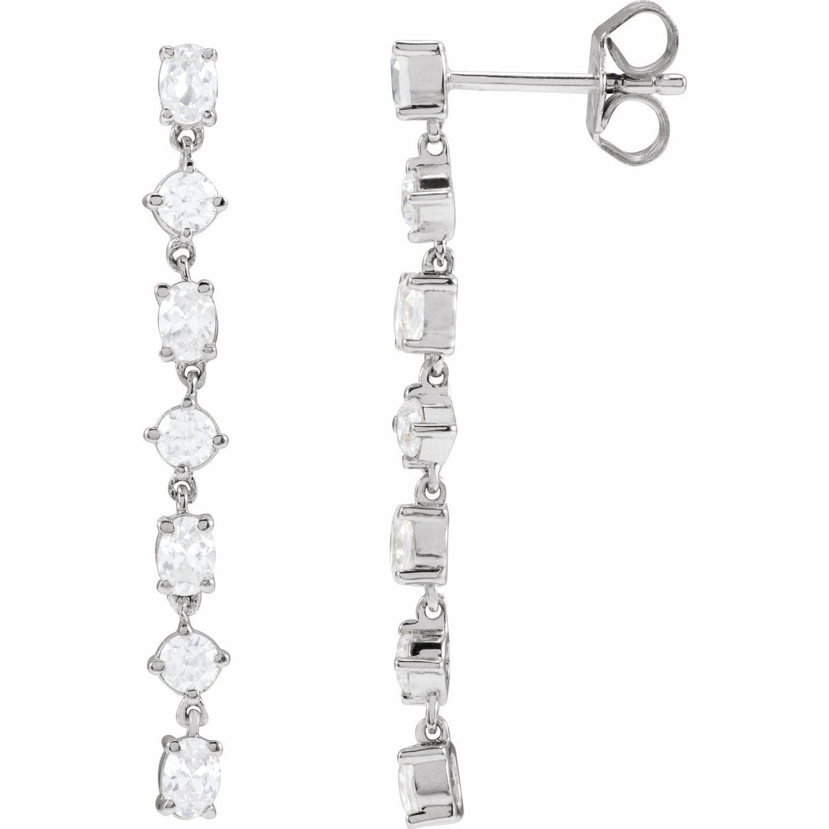 14K White Gold 1 1/5 ct tw Lab-Grown Diamond Dangle Earrings diamond earrings