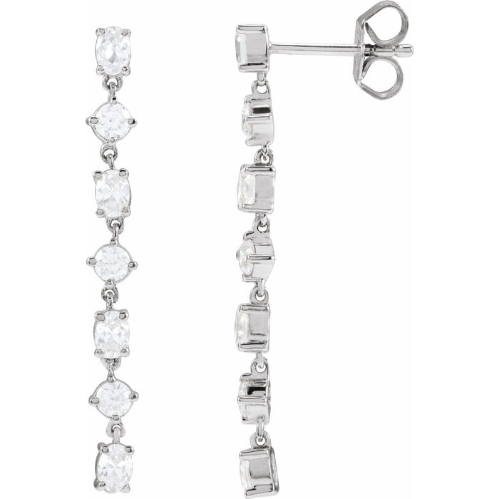 14K White Gold 1 1/5 ct tw Lab-Grown Diamond Dangle Earrings diamond earrings