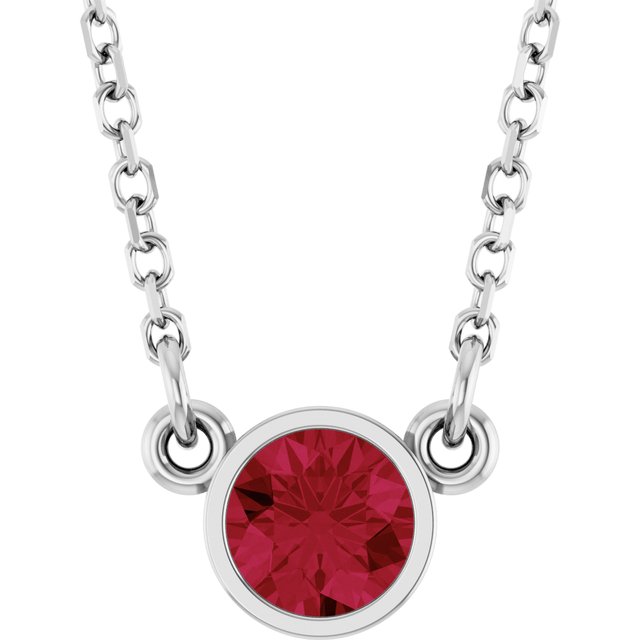 july ruby round solitaire necklace in 14k white gold