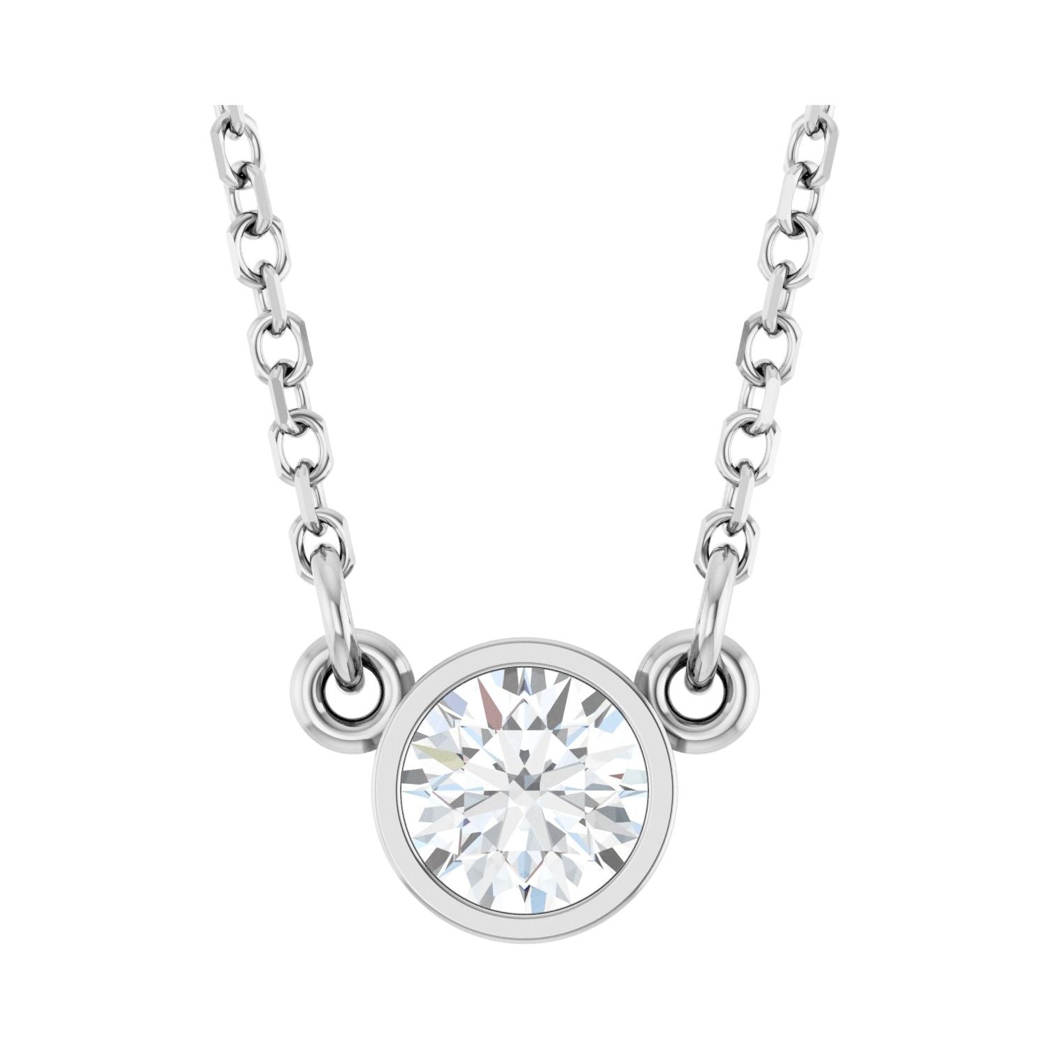 Diamond Round birthstone necklace in 14K White Gold