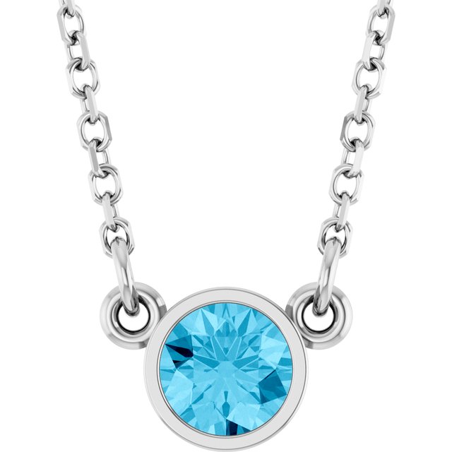 march aquamarine round solitaire necklace in 14k white gold