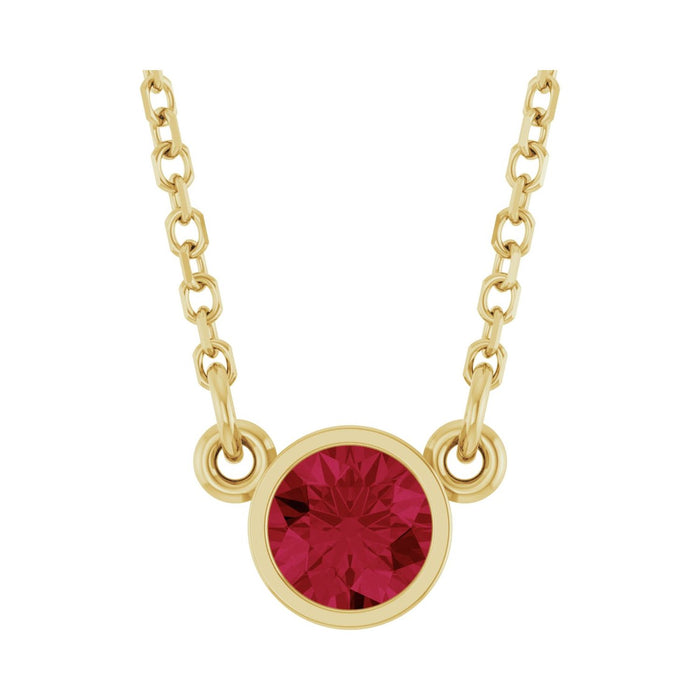 Ruby Round birthstone necklace in 14K Yellow Gold