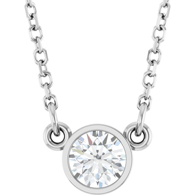 april diamond round solitaire necklace in 14k white gold