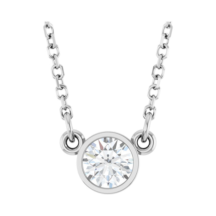 april diamond round birthstone necklace in 14k white gold