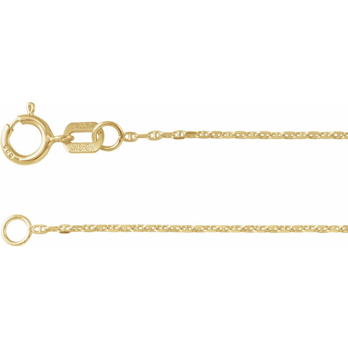 14K Yellow Gold 1 mm anchor chain necklace
