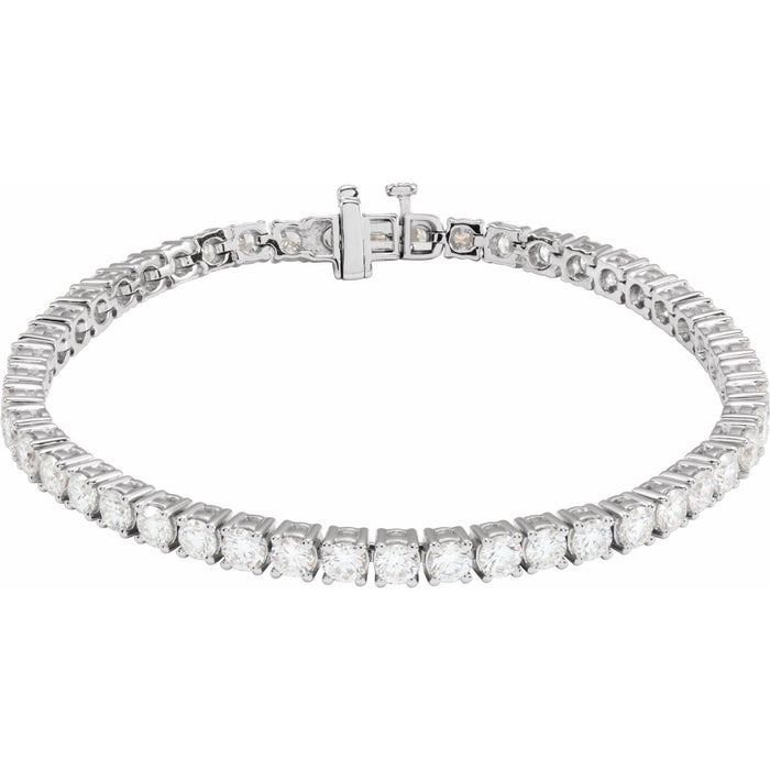 14K White Gold round lab-grown diamond tennis bracelet