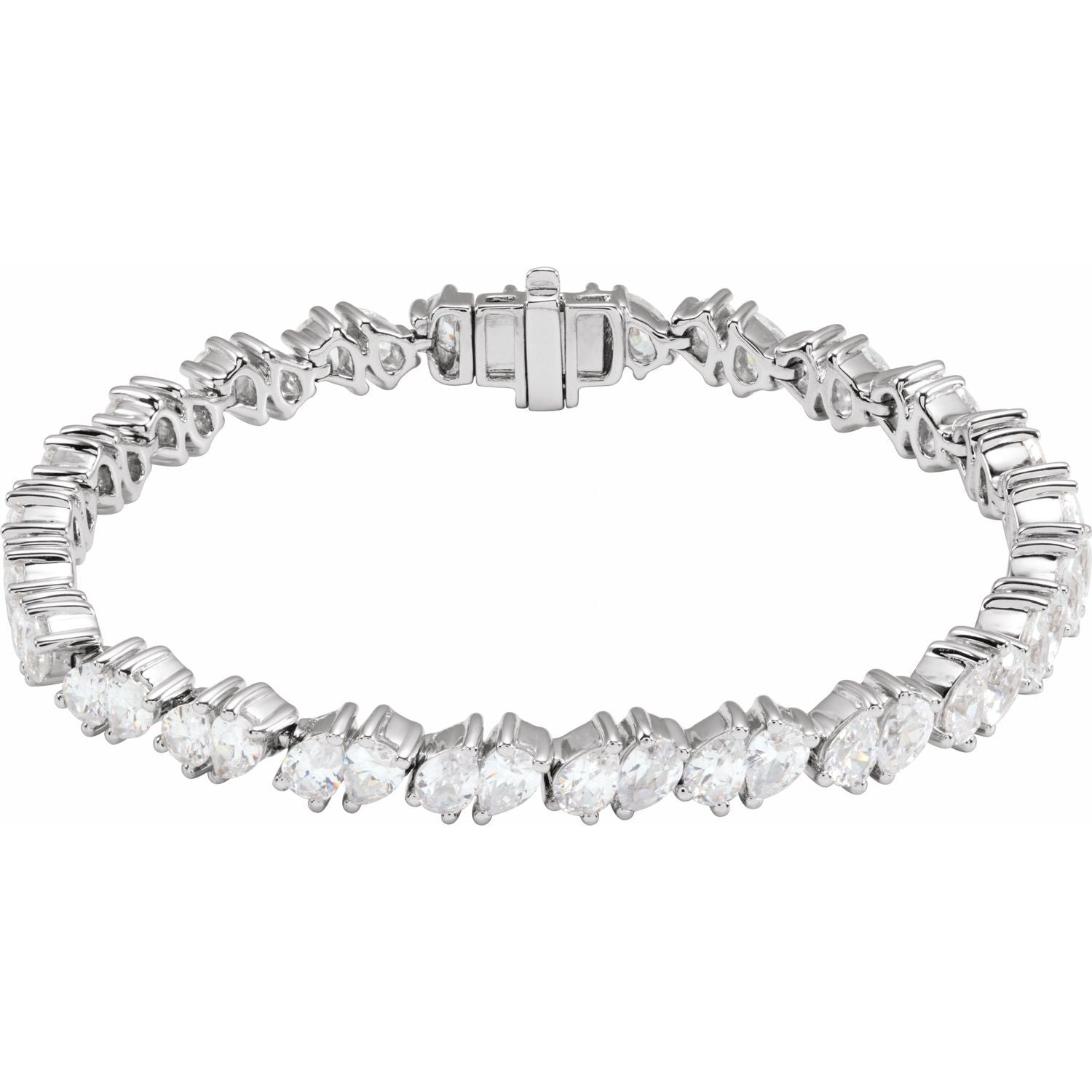 14K White Gold round lab-grown diamond tennis bracelet
