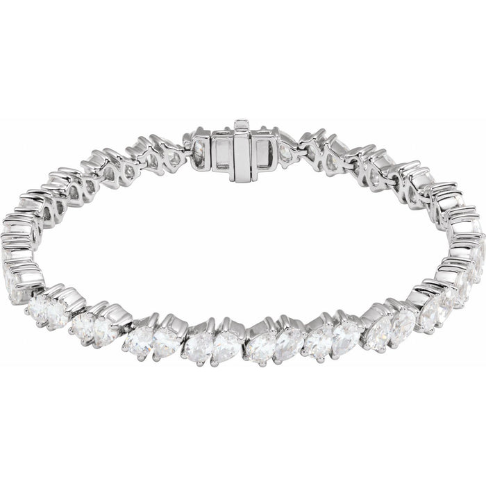 14K White Gold round lab-grown diamond tennis bracelet
