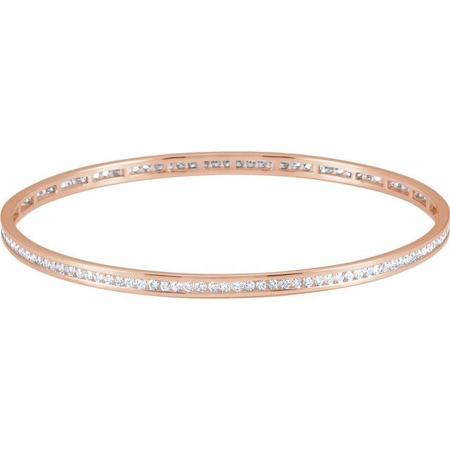 wide diamond stackable bangle bracelet in 14k rose gold