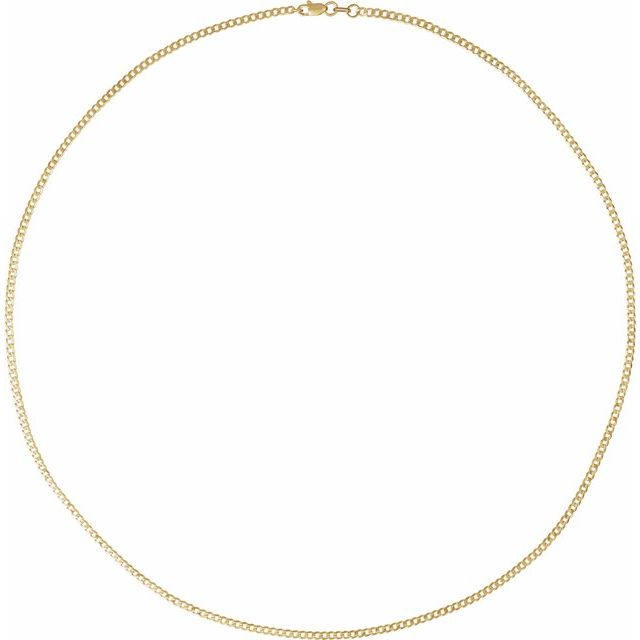 1.95mm curb chain necklace in 14k yellow gold, 24 inch