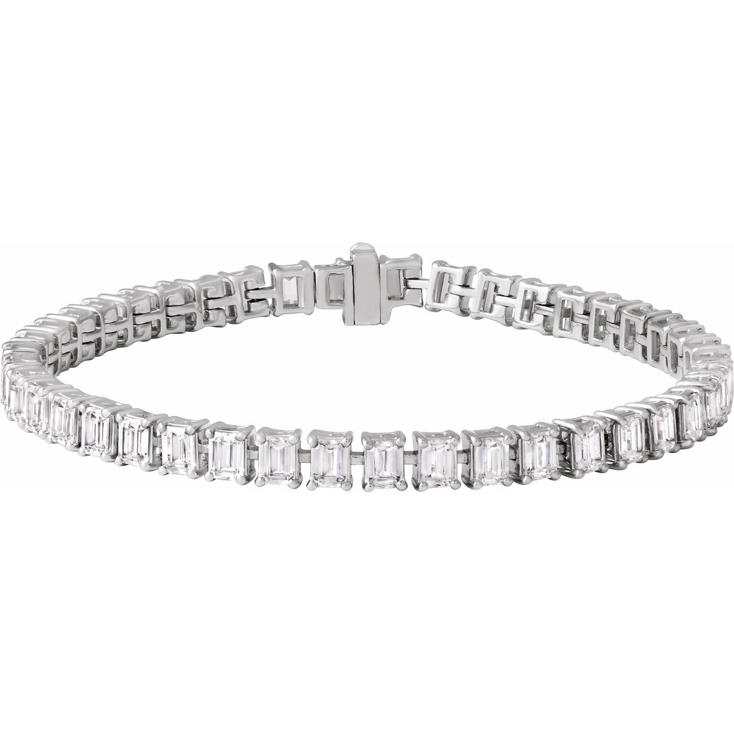 14K White Gold round lab-grown diamond tennis bracelet