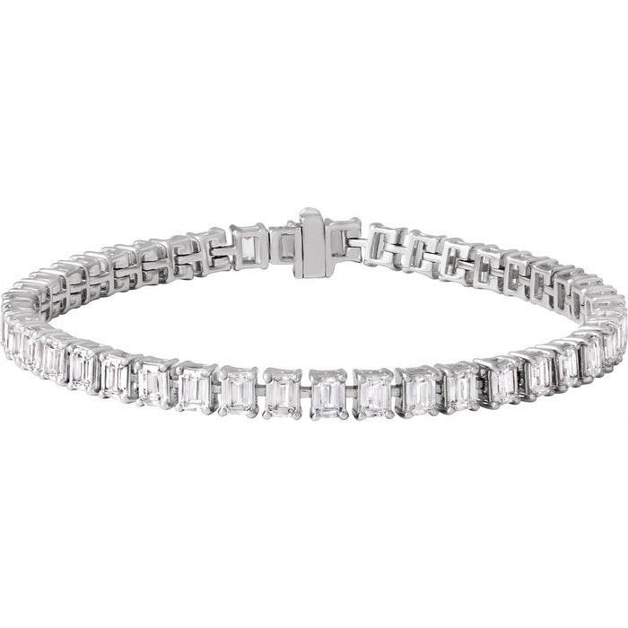 14K White Gold round lab-grown diamond tennis bracelet