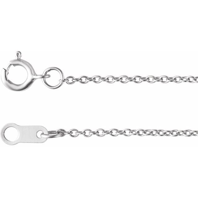 1mm cable chain necklace in 14k white gold, 16"