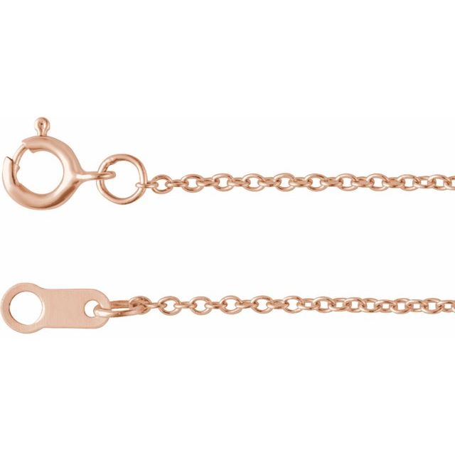 1mm cable chain necklace in 14k rose gold, 16"