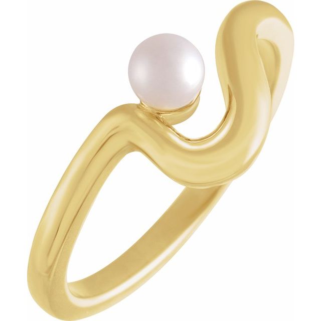 freeform cultured pearl ring in 14k yellow gold