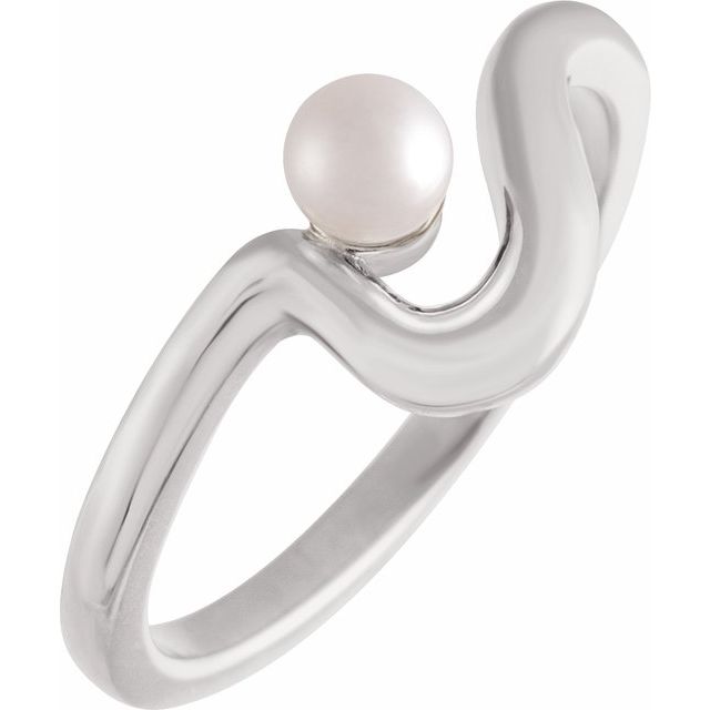 freeform cultured pearl ring in 14k white gold