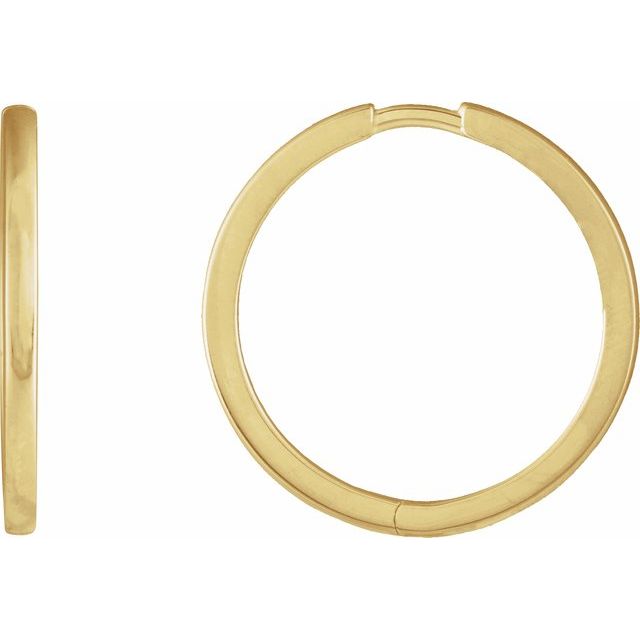 everyday hinged gold hoop earrings in 14k yellow gold, 20 mm