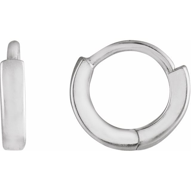 everyday hinged gold hoop earrings in 14k white gold, 8 mm