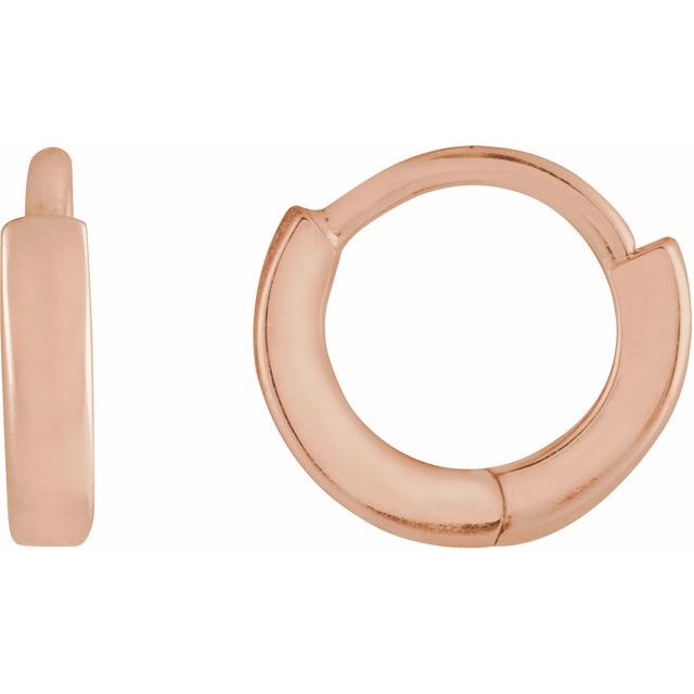 everyday hinged gold hoop earrings in 14k rose gold, 8 mm