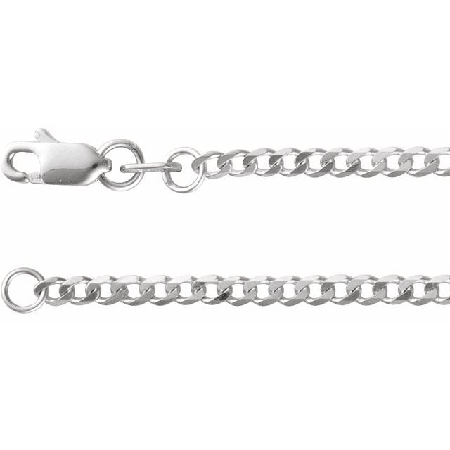 1.95mm curb chain necklace in 14k white gold, 16 inch