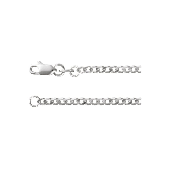 1.95 mm Curb Chain Necklace in Solid Gold in 14K White Gold