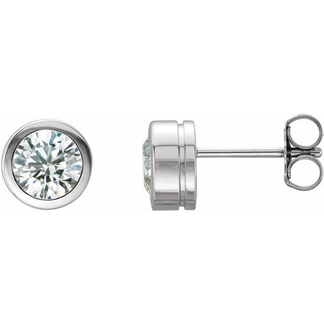 1 ct platinum bezel-set diamond stud earrings in platinum