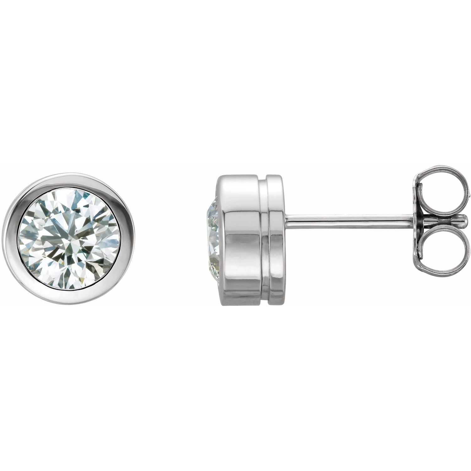 Platinum 1 ct Platinum Bezel-Set Diamond Stud Earrings
