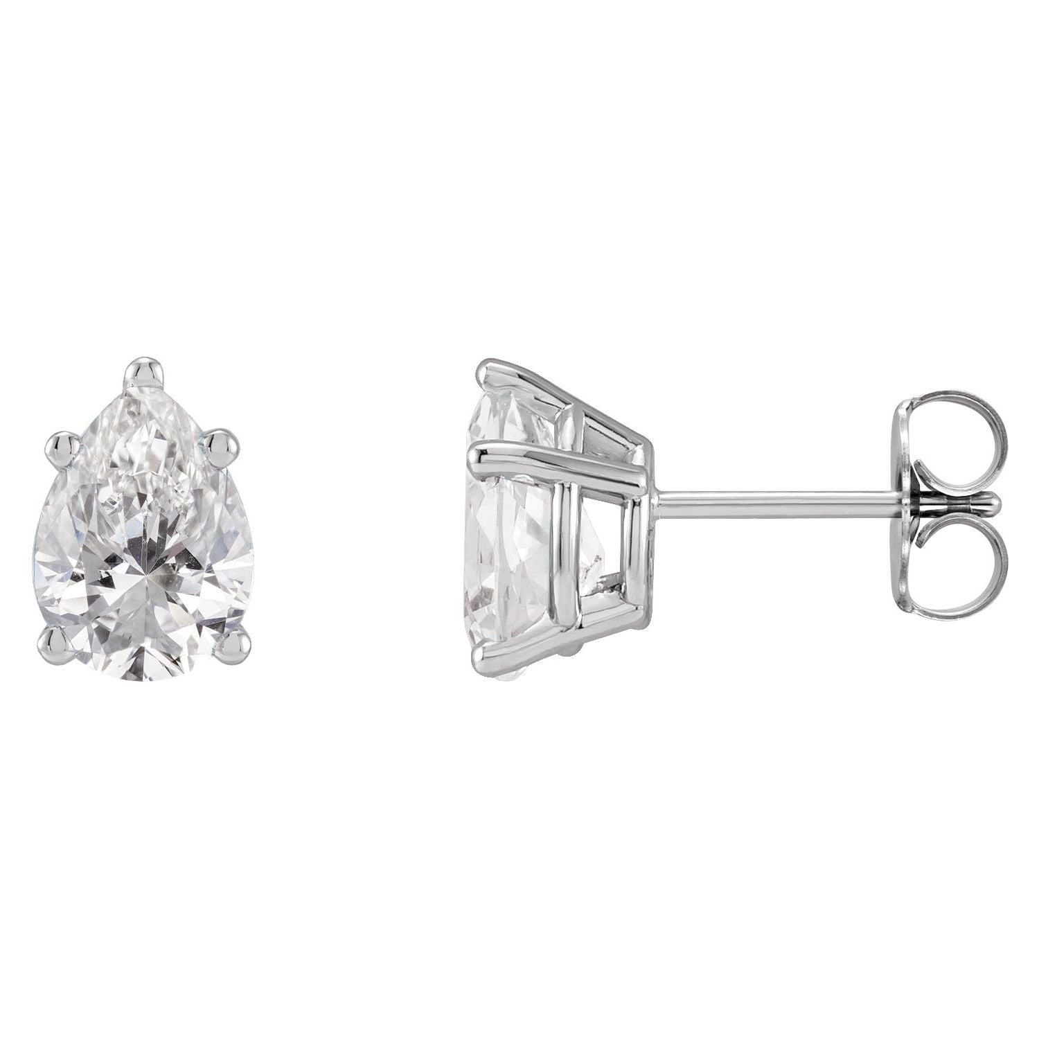 14K White Gold pear diamond stud earrings
