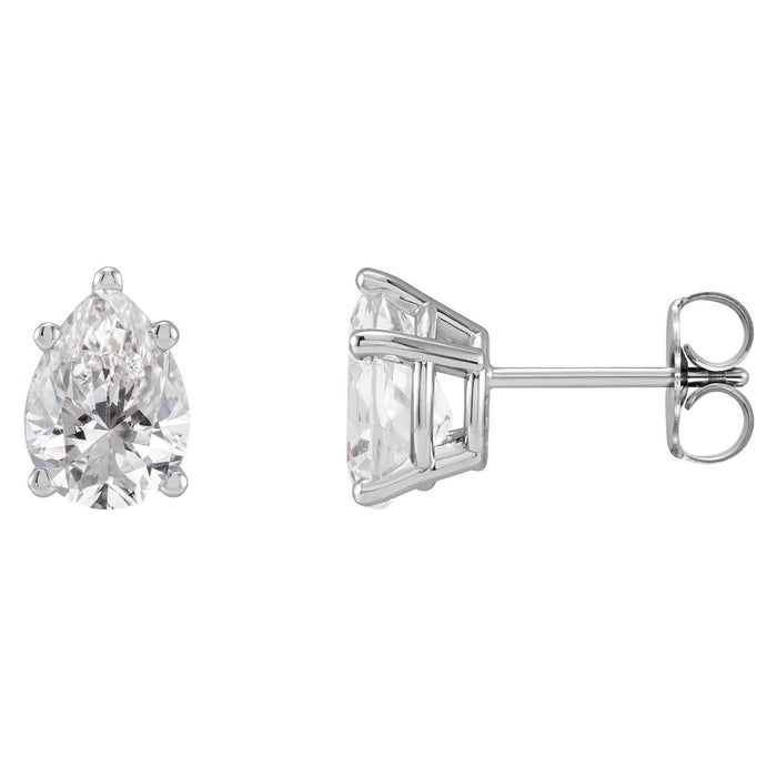 14K White Gold pear diamond stud earrings