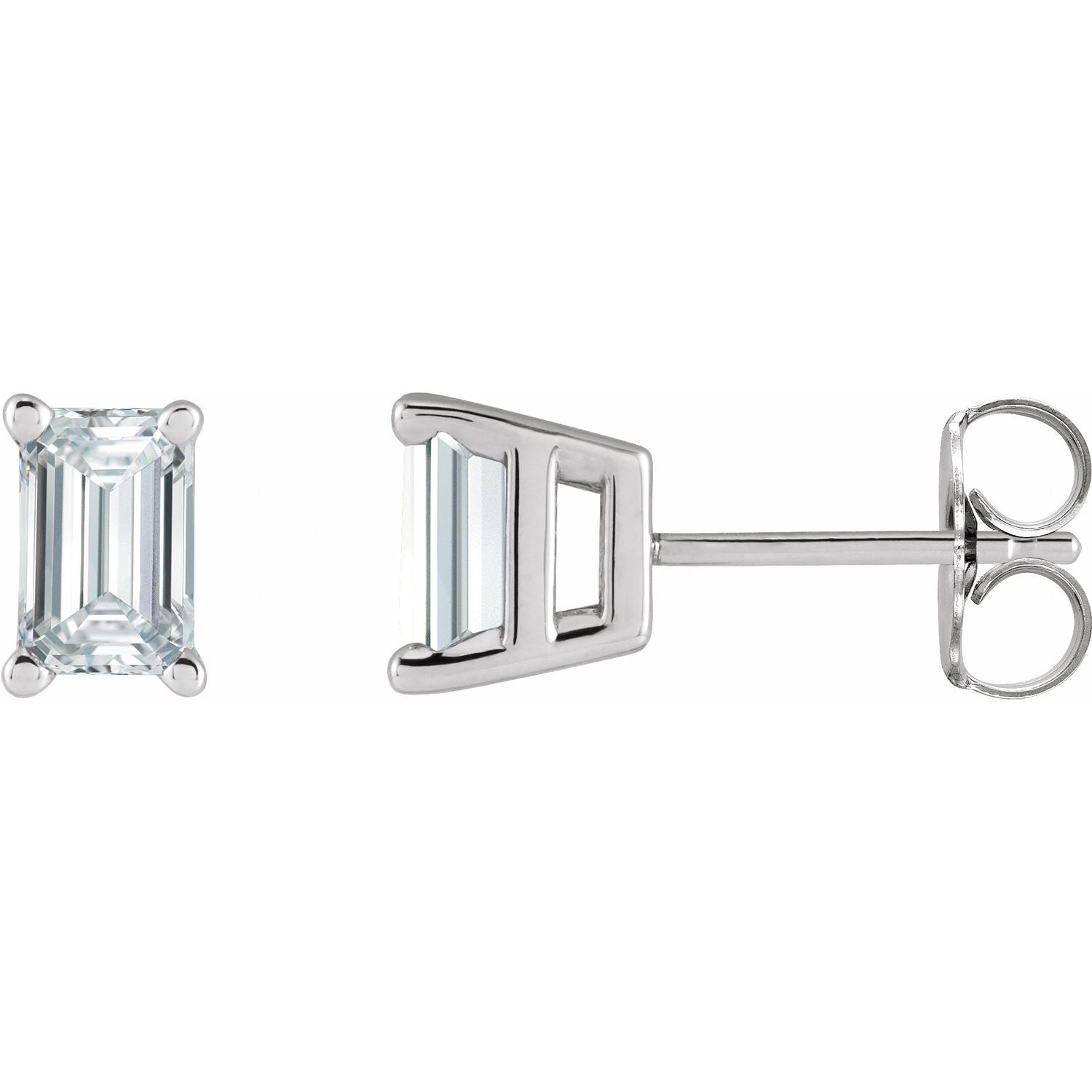 14K White Gold emerald diamond stud earrings