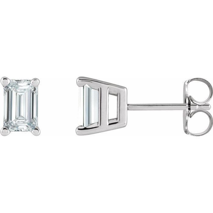 14K White Gold emerald diamond stud earrings