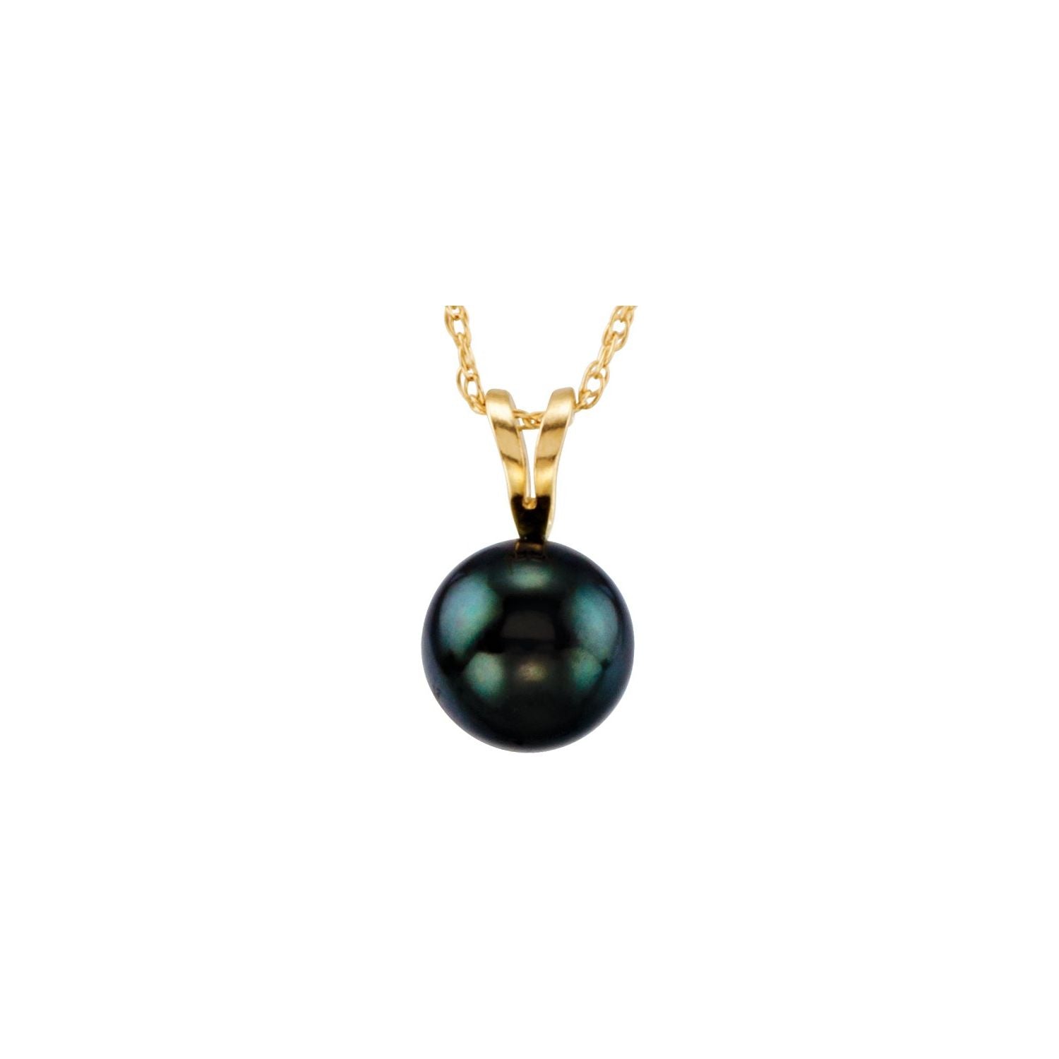 Black Akoya Cultured Pearl Necklace in 14K Yellow Gold