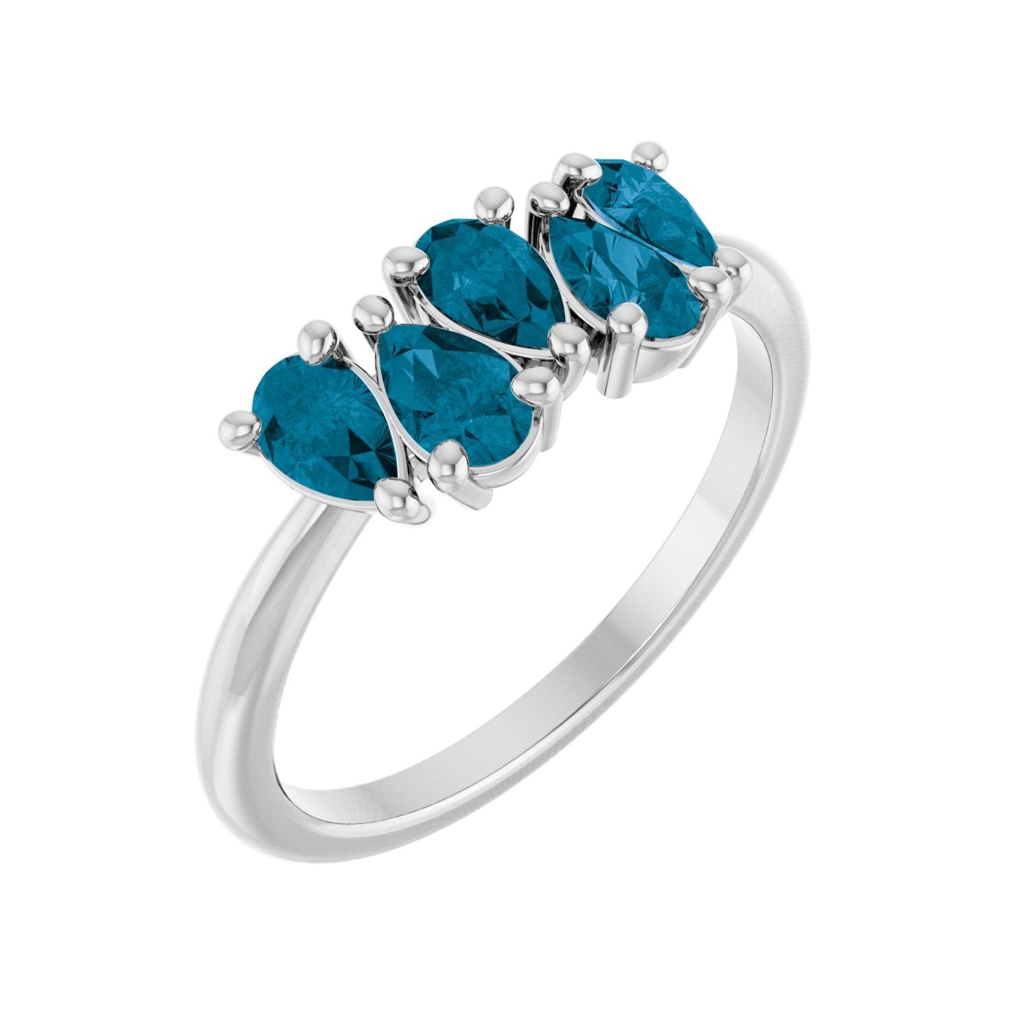 London Blue Topaz Pear Five-Stone Ring in 14K White Gold