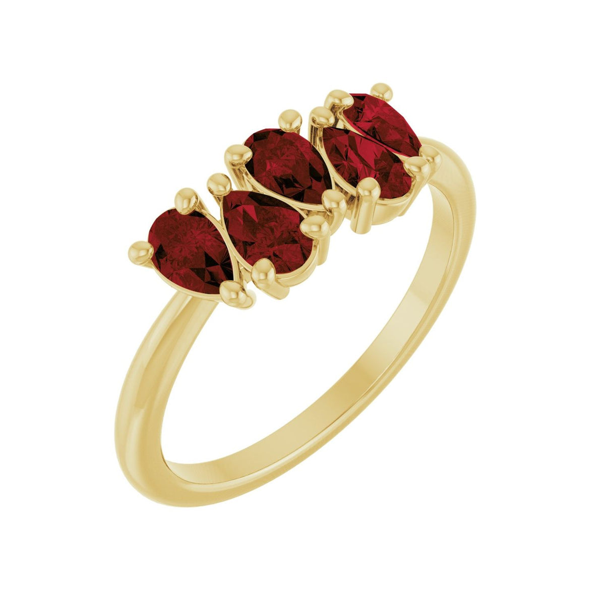 Pear-Cut Five-Stone Garnet Ring in 14K Yellow Gold