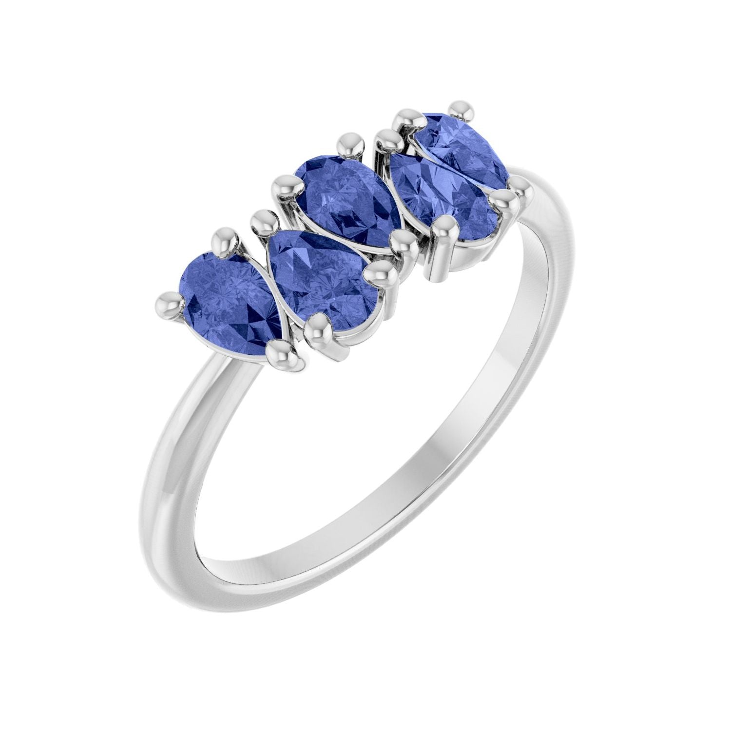 Natural Tanzanite Five-Stone Ring in 14K White Gold - natural tanzanite